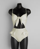 【3色】水着 モノキニ 大人可愛い フリル リボン 着瘦せ XH7-CF-YE9827