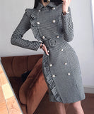 千鳥格子 冬コーデ 通勤 大人可愛い Ⅴネック セクシー エレガント 気質 XH2-ZED88752E