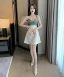 ミニドレス キャバドレス Aライン 体型カバー かわいい Vネック MY2-MLS6096