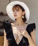 【ブラック/ホワイト】水着 ビキニ モノキニ タンキニ フリル Vネック MY7-KSD21032