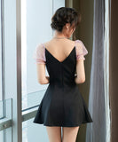 可愛い フリル 水玉柄 肌見せ ミニドレス キャバドレスMY2041