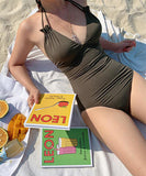 【２色】水着 着瘦せ 谷間魅せ セクシー 色鮮やか バックレス XH7-DP-A19411