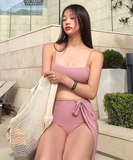 水着 レディース ビキニ 2点セット カシュクール バックシャン ワイヤーあり 無地 シンプル  ホルターネック 小胸 バスト 盛れる 大人 ミセス セクシー かわいい XY-DP-A18783