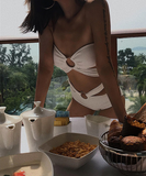 ビキニ 水着 ホルターネック  スイムドレス ハイウエスト セパレート レディース XY-DP-A38909