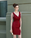 【指名必須】特別デザイン 高見え高品質自社生産ミニドレス二次会宴会  YN2051