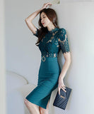 ミニドレス ひざ丈ドレス 新作 レース ゴージャス 新作 高級感 MY2-ZED889666BH538