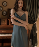 【2点 ドレス+コート】パジャマ レディース セクシー キャミソール サテン  ナイトウェア 過激 ストラップ 調整可能 ランジェリー  XY-XE-2283