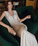 【3色】ナイトドレス キラキラ 谷間魅せ 誕生日 宴会 背露出 セクター 高級感 XH2-YFTK1126