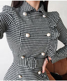 千鳥格子 冬コーデ 通勤 大人可愛い Ⅴネック セクシー エレガント 気質 XH2-ZED88752E