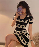 【4色】ミニドレス ニット ハート 柄 かわいい 新作 セクシー MY2-MLS6204