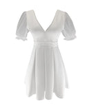 SML 無地 レース フリル 袖 大人 かわいい 肌見せ キャバドレス ミニドレス MY2081-YM8614