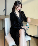 【4色・2点セット】大人かわいい セクシー Ⅴネック レース パジャマ ルームウェア MY8014