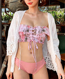 花柄 ビキニ プリーツ 可愛い 韓国スタイル 水着 ストラップ XH7-DP- A19278