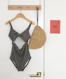 2色 チェック柄 かわいい 清楚感 タンキ二 モノキニ ビキニ MY7-BY2397