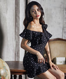 ミニドレス キャバドレス 水玉柄 フリル かわいい 新作 MY2-ZED888328BM