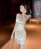 ピカピカ ハート 肌見せ 大人 かわいい ミニドレス パーティー XY2-MLS5294