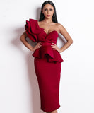 【独占販売】欧米 最新人気作 ロングドレス 宴会 フリル ワンショルダー セクシー XY2-PC-TB0020