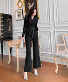 【上下セット】ワイドパンツ着瘦せ キャバスーツ 新作 高級感 MY2-JY5236