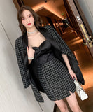 【コート＋ドレス2点セット】ラシャ 千鳥格子 かわいい 新作 ゴージャス キャバスーツ キャバドレス MY2-JY4451