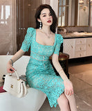 レース スクエアネック 宴会 ダイヤモンド 着瘦せ 高級感 XH2-JY20133