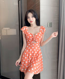 4色 春夏 新作 大人 かわいい 肌見せ 水玉柄 清楚感 ミニドレス キャバドレス MY2-MLS7002