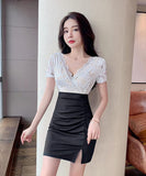 2色 花柄 レース 高見え ゴージャス えちえち セクシー 新作 ミニドレス キャバドレス MY2-MLS7030