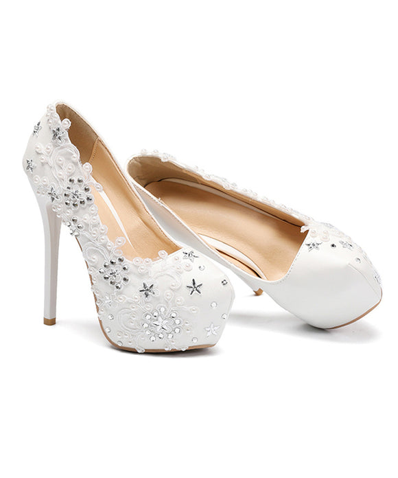 レース 刺繍 披露宴 ハイヒール パンプス かわいい MY5008