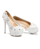 レース 刺繍 披露宴 ハイヒール パンプス かわいい MY5008