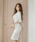 ひざ丈 ドレス ミニドレス 新作 通勤 結婚式 新作 淑やか MY2-ZED887243E