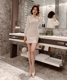 オフィスドレス ミニドレス 長袖 大人 かわいい 超人気 再入荷 二次会  長袖ドレス YN2107