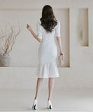 ロングドレス ひざ丈ドレス 新作 フリル 結婚式 宴会 MY2-ZED88459N14