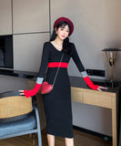 ドレス 女性 ニット 2色 レディース ロングドレス同伴 二次会 新作 XY2-ZRD887725E49