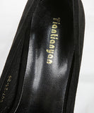 リボン パンプス ブラック 高見江 工場直販 履きやすい MY5-ZJ002