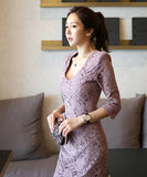 【2色】ひざ丈 ドレス ゴージャス パーティードレス 新作 高見え かわいい MY2-ZED88711E