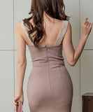 ひざ丈 レース 着痩せ ゴージャス 着回し 二次会 結婚式 ミニドレス タイトドレス MY2-ZED88776E