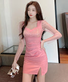 新作登場 3色 レース ピカピカ かわいい 売れっ子 愛用 キャバドレス ミニドレス MY2140-MLS5872