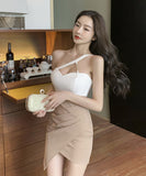 セクシー オフショルダー スプリットヒップ ドレス デザイン センス ZD2517-YM8601