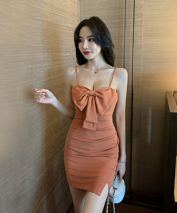 5色 キャバドレス ミニドレス セクシー Vネック 大人 かわいい リボン 新作 MY2-YM8644