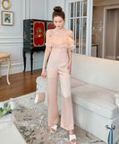 オールインワン ワイドパンツ 新作 フリル レース かわいい 夏 高級感 MY2-JY9225