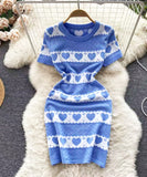 【4色】ミニドレス ニット ハート 柄 かわいい 新作 セクシー MY2-MLS6204