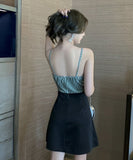 ミニドレス キャバドレス Aライン 体型カバー かわいい Vネック MY2-MLS6096