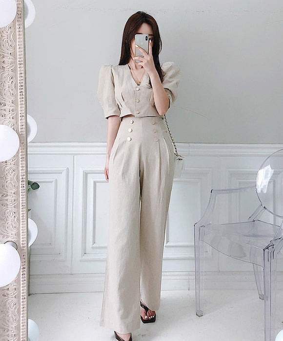 【上下2点セット】かわいい 新作 ワイドパンツ 夏 通気 肌触りの良い MY2-ZED883766A71