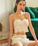 【2点セット】夏 ルームウェア パジャマ レース かわいい 涼しい MY8-GR321