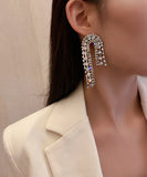 キラキラ ダイヤモンド イアリング 個性 おしゃれ フリンジ XH3-BY-HE3995