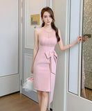 ミニドレス タイトドレス かわいい ピンク レース 高級感 MY2-JY9291