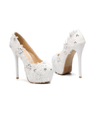 レース 刺繍 披露宴 ハイヒール パンプス かわいい MY5008