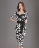 ひざ丈ドレス ミニドレス ドレス 花柄 新作ゴージャス 高見え XY2-ZED885225A71