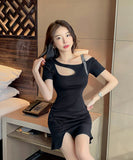 ワンショルダー 谷間魅せ 姉 クール 指名 キャバドレス ミニドレス MY2-MLS7031