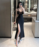 2色 ロングドレス キャバドレス セクシー レース 谷間魅せ 新作 美脚効果 指名 パーティー MY2-MLS6085