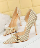 【2色】千鳥格子 新作 ハイヒール ゴージャス 高級感 MY5-DS-8829-1